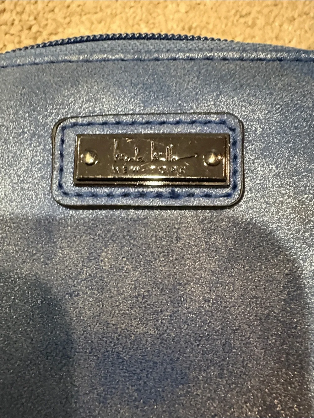 Nicole Miller Blue Faux-Leather Crossbody Shoulder Bag